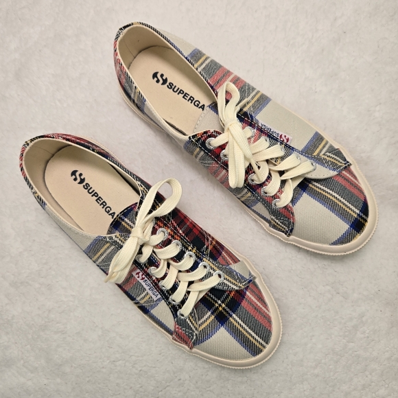 Superga Plaid Sneakers Tartan Womens US 9 - EU 40 Lace Up New w/Out Box - Picture 2 of 5